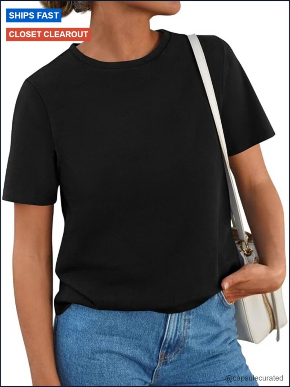 Crewneck Short Sleeve Pullover T-Shirt Loose Fit Stretchy Cotton Blend